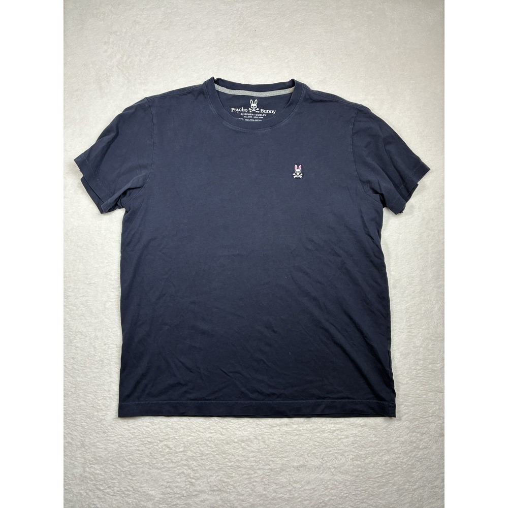Psycho Bunny Pima Cotton T-Shirt Mens Size S Navy Embroidered Logo Tee Peru
